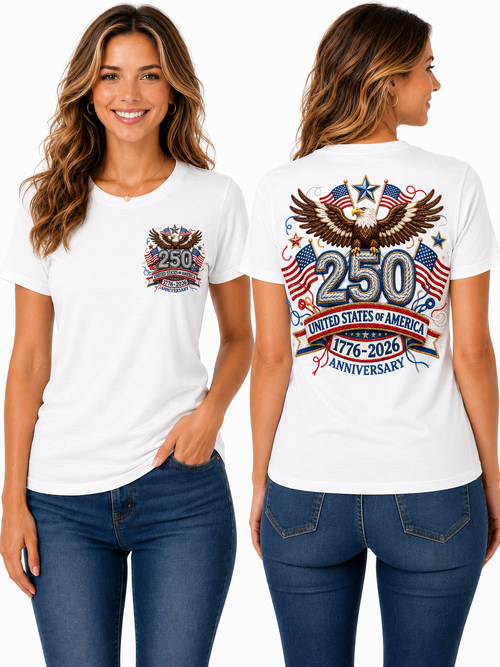 250th Anniversary Eagle & American Flags Graphic T-Shirt