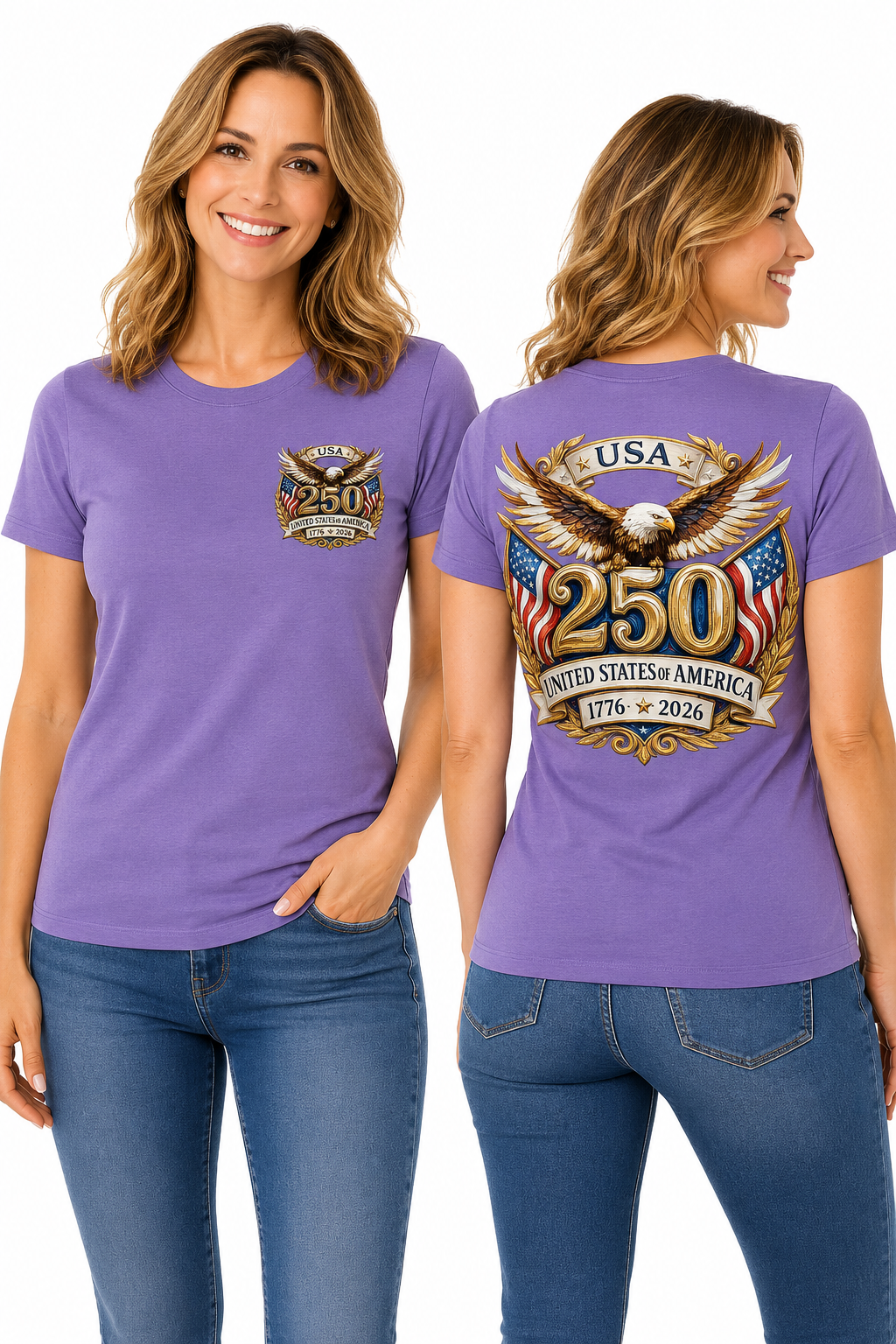 250th Anniversary – Patriotic Bald Eagle & American Flag T-Shirt Design