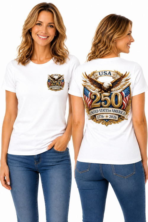 250th Anniversary – Patriotic Bald Eagle & American Flag T-Shirt Design