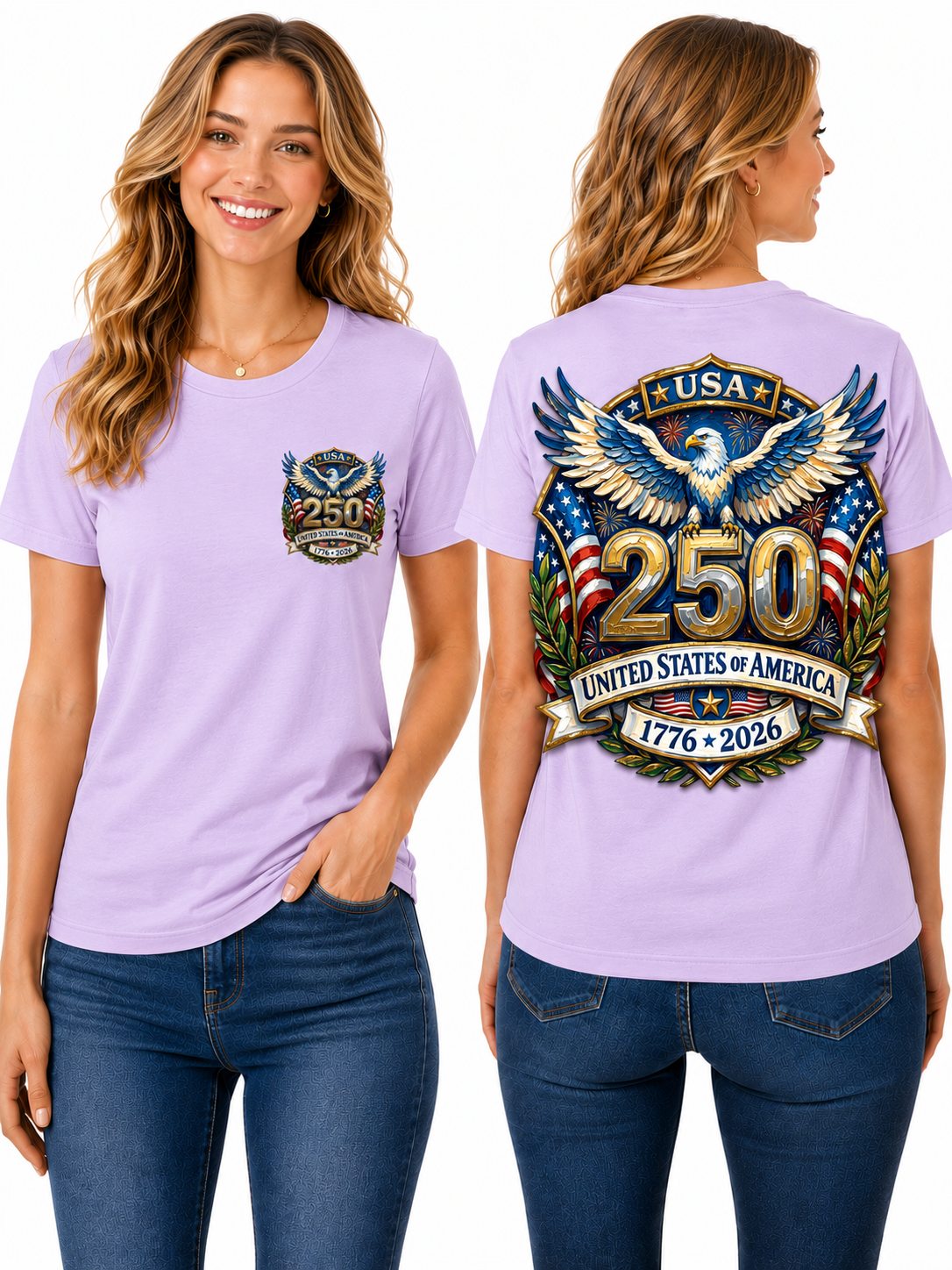 USA 250th Anniversary Eagle & Flag Graphic T-Shirt