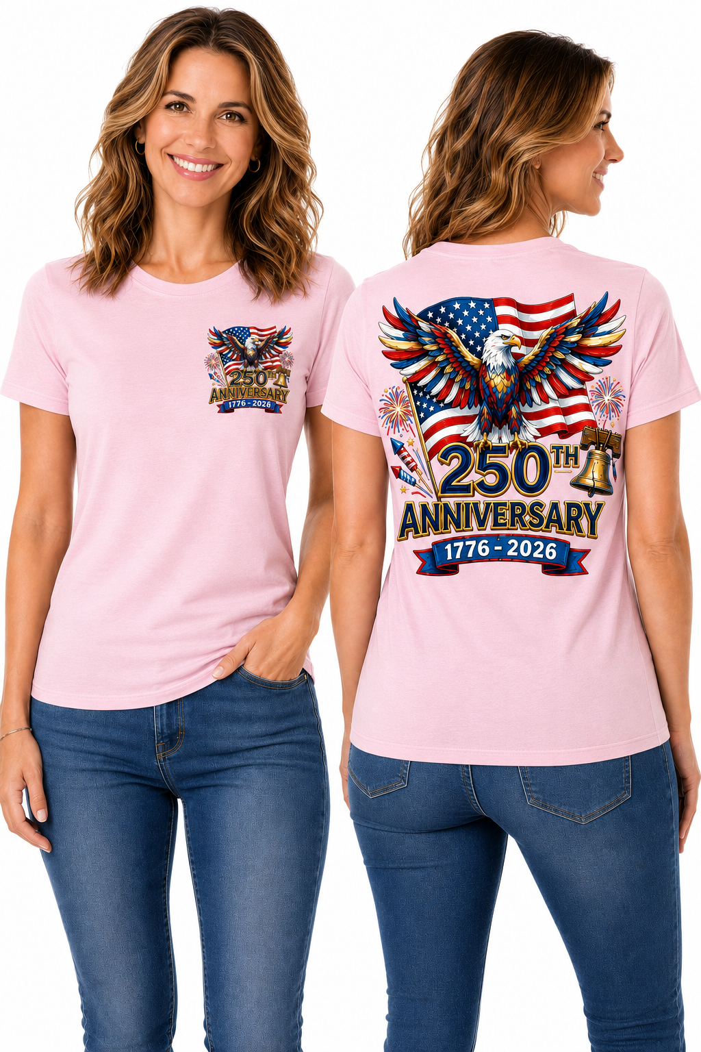 USA 250th Anniversary Patriotic – Bald Eagle, Liberty Bell & American Flag T-Shirt
