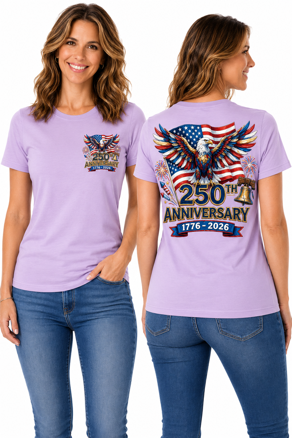 USA 250th Anniversary Patriotic – Bald Eagle, Liberty Bell & American Flag T-Shirt