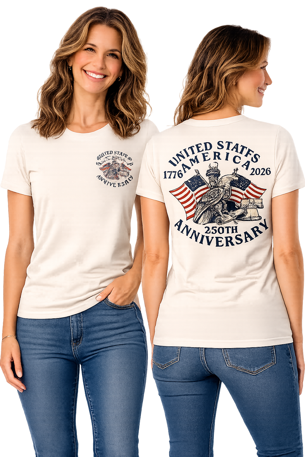 United States of America 250th Anniversary Patriotic Eagle & Liberty Bell T-Shirt