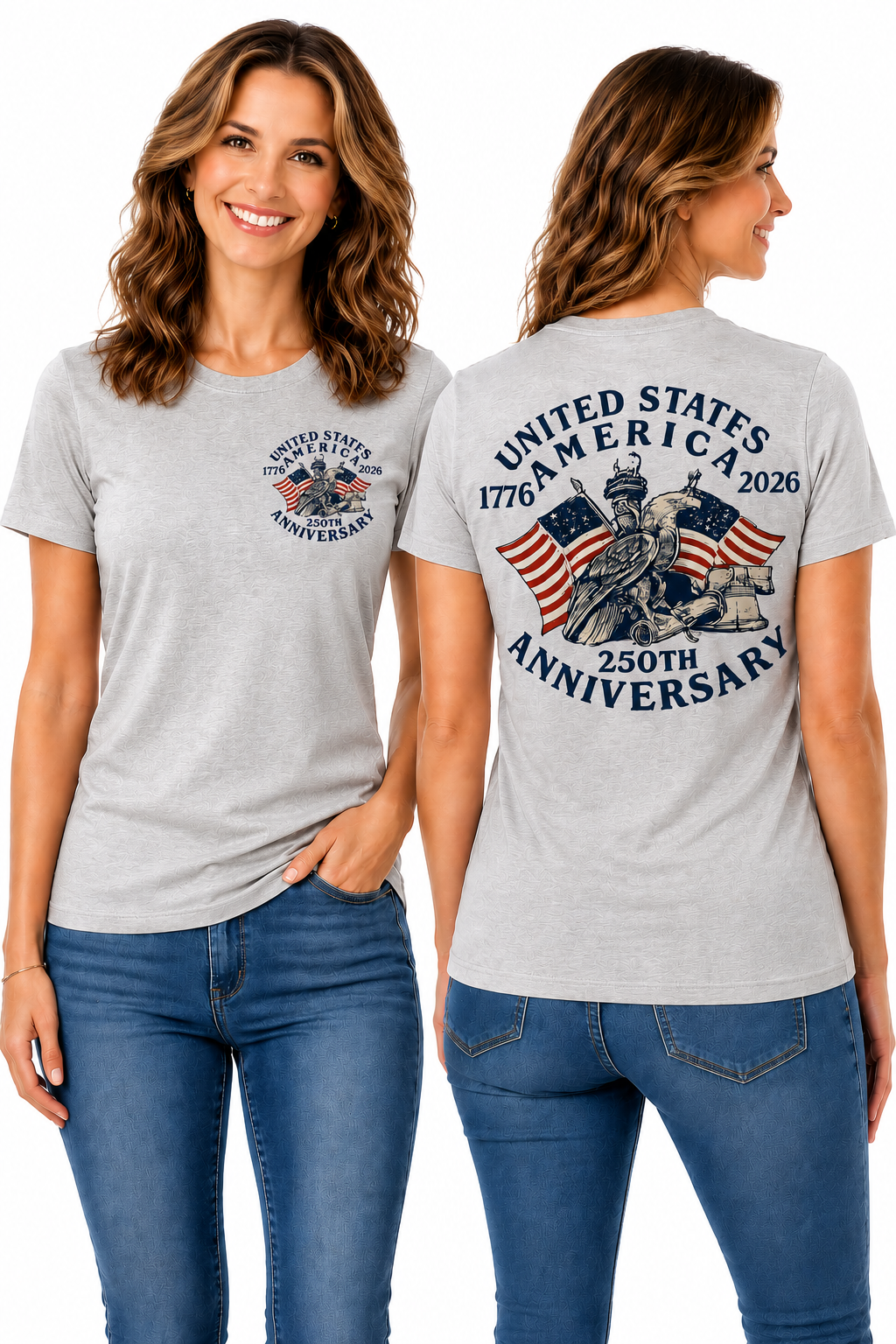 United States of America 250th Anniversary Patriotic Eagle & Liberty Bell T-Shirt