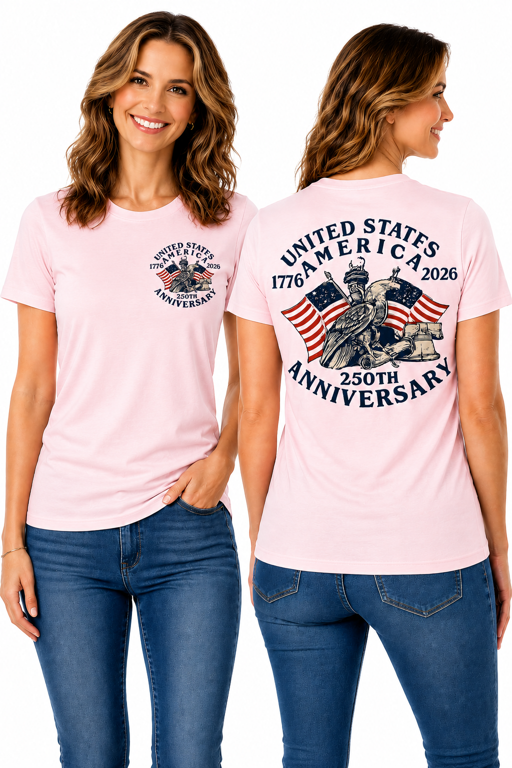 United States of America 250th Anniversary Patriotic Eagle & Liberty Bell T-Shirt