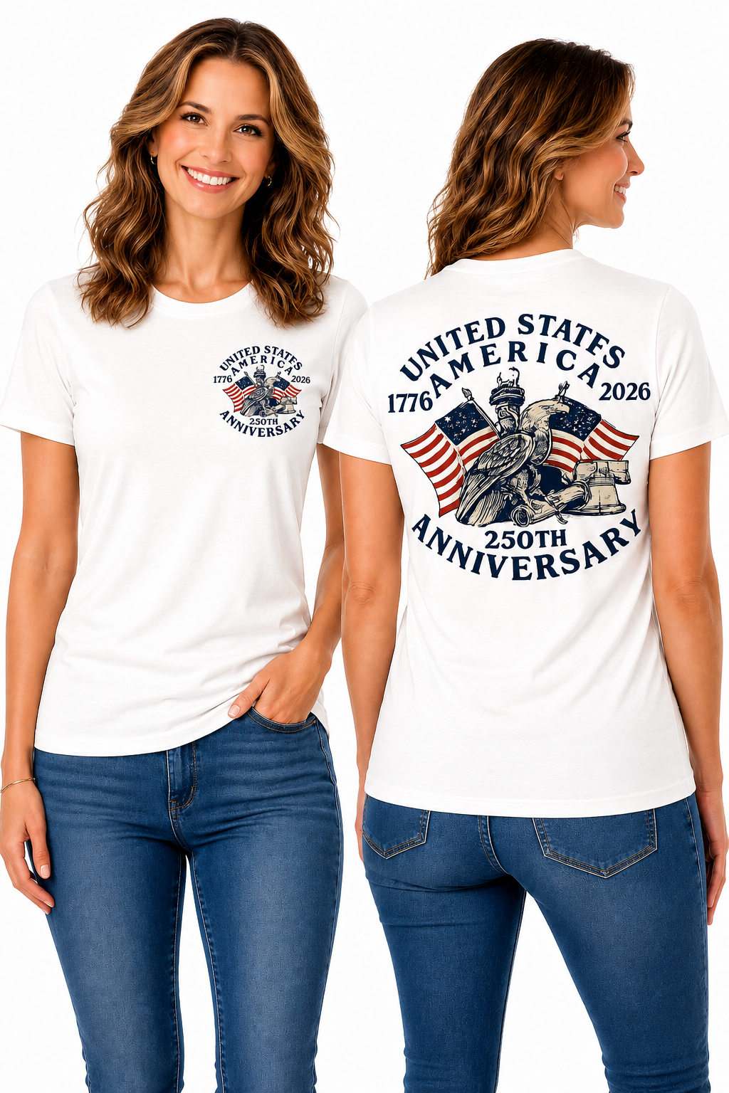 United States of America 250th Anniversary Patriotic Eagle & Liberty Bell T-Shirt