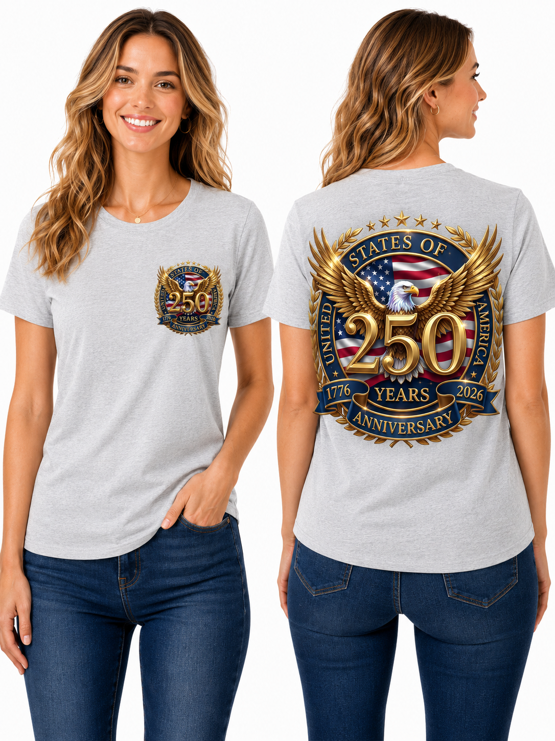 USA 250th Anniversary Eagle Emblem Graphic T-Shirt