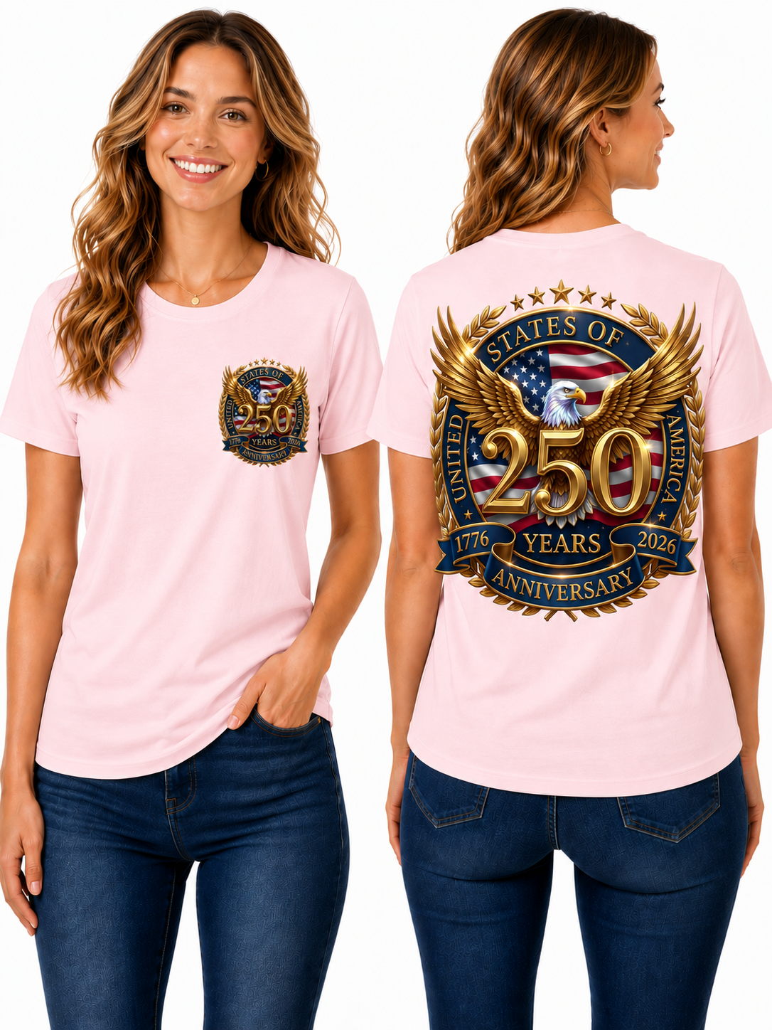 USA 250th Anniversary Eagle Emblem Graphic T-Shirt