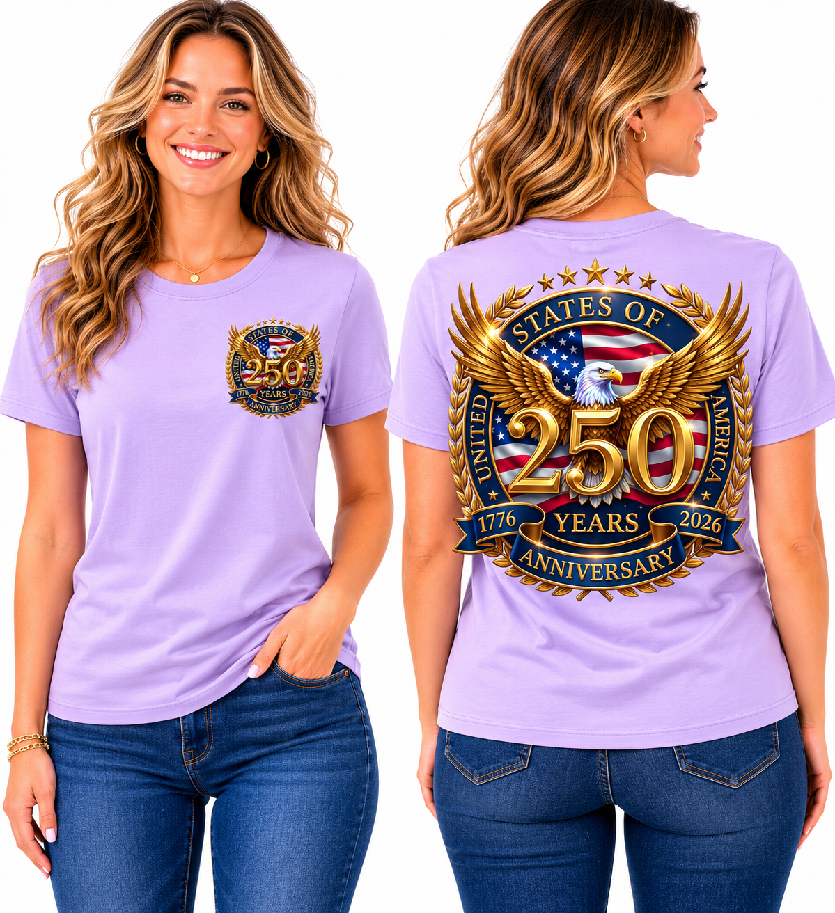 USA 250th Anniversary Eagle Emblem Graphic T-Shirt