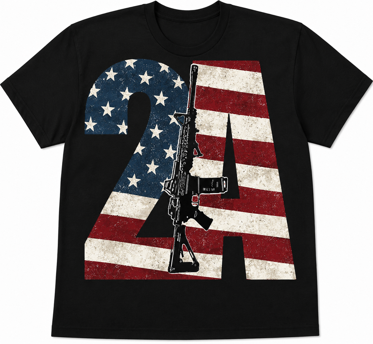 2A American Flag & Rifle | Patriotic Second Amendment Graphic