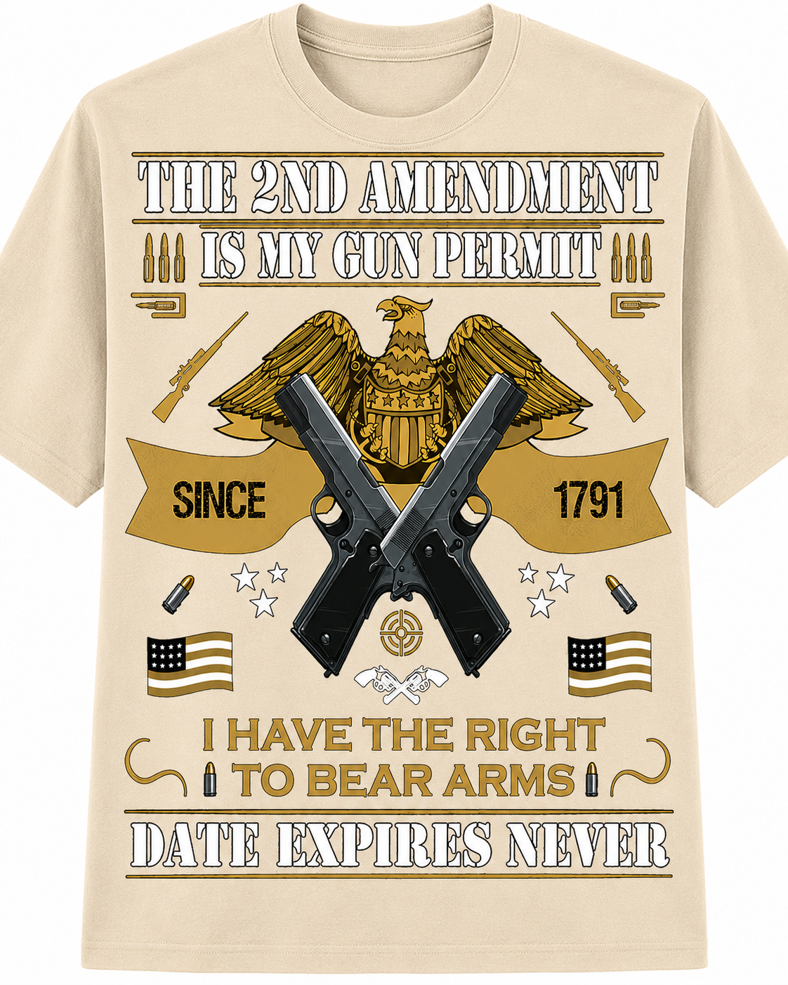 The 2nd Amendment Is My Gun Permit Date Expires Never - T-Shirt