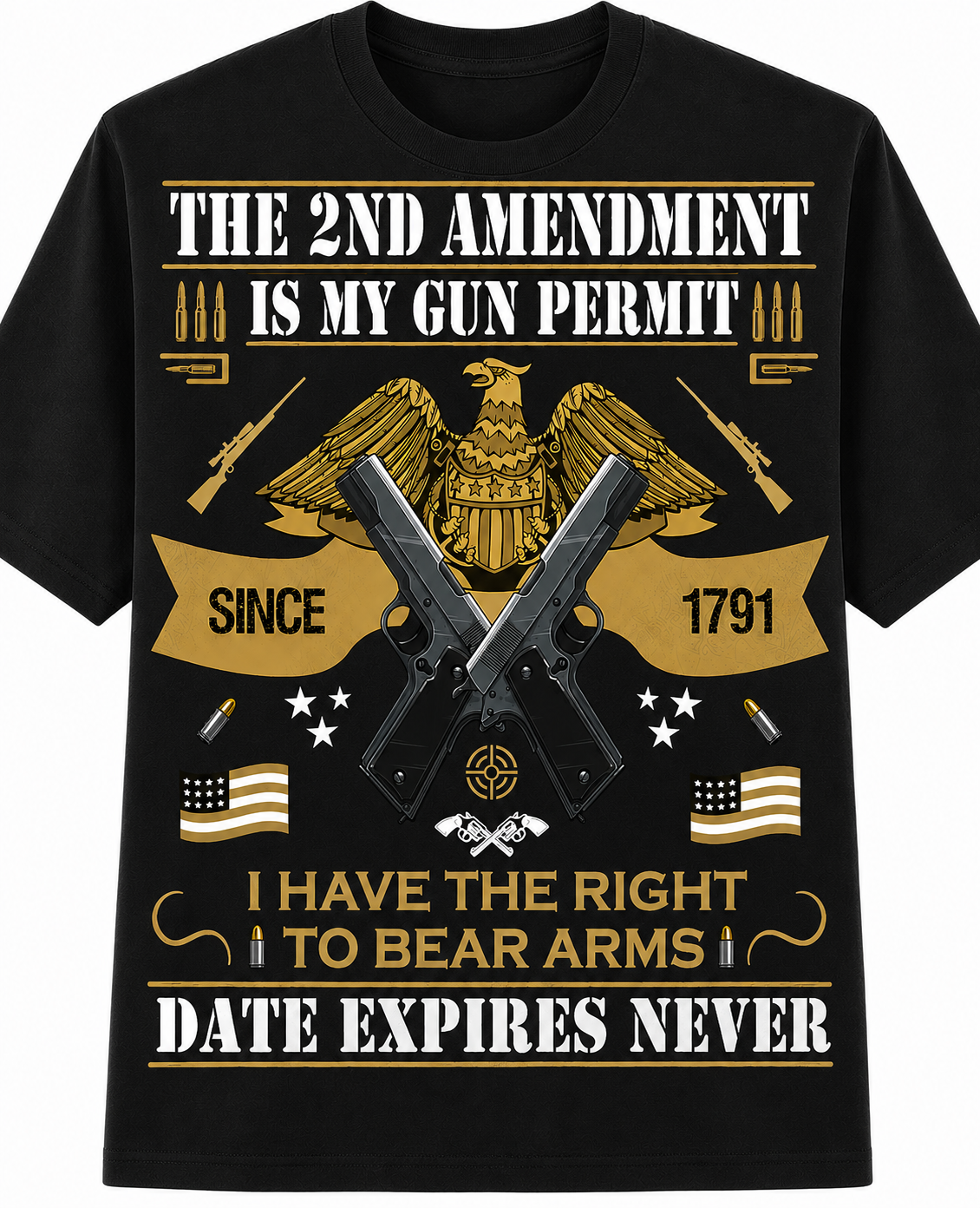 The 2nd Amendment Is My Gun Permit Date Expires Never - T-Shirt