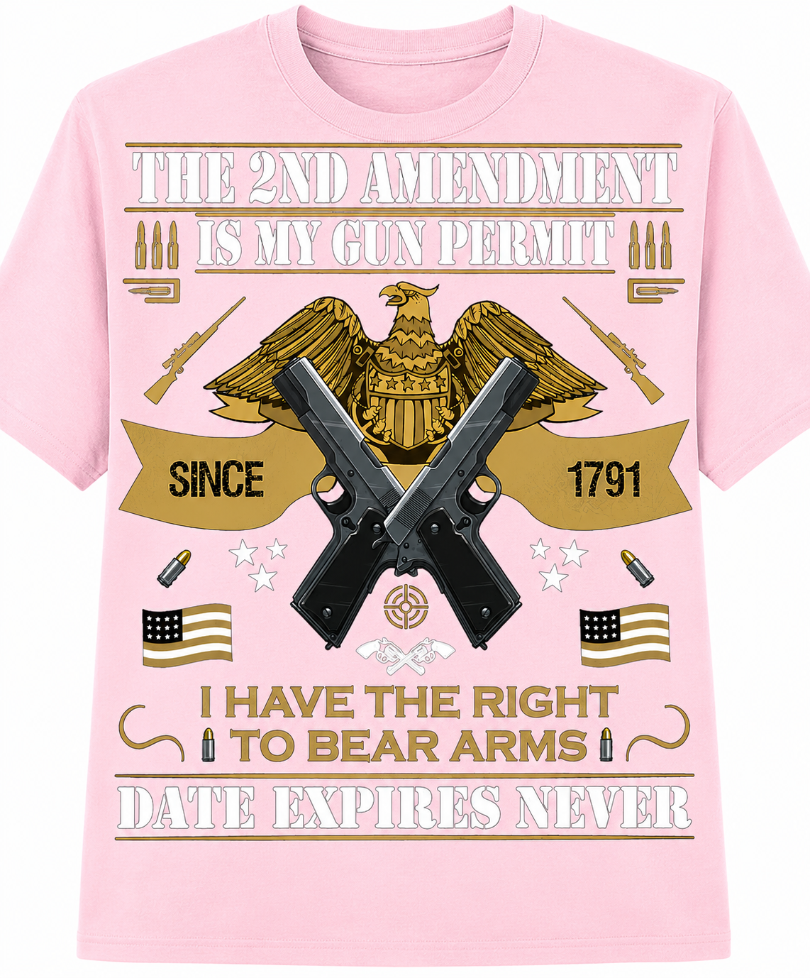 The 2nd Amendment Is My Gun Permit Date Expires Never - T-Shirt