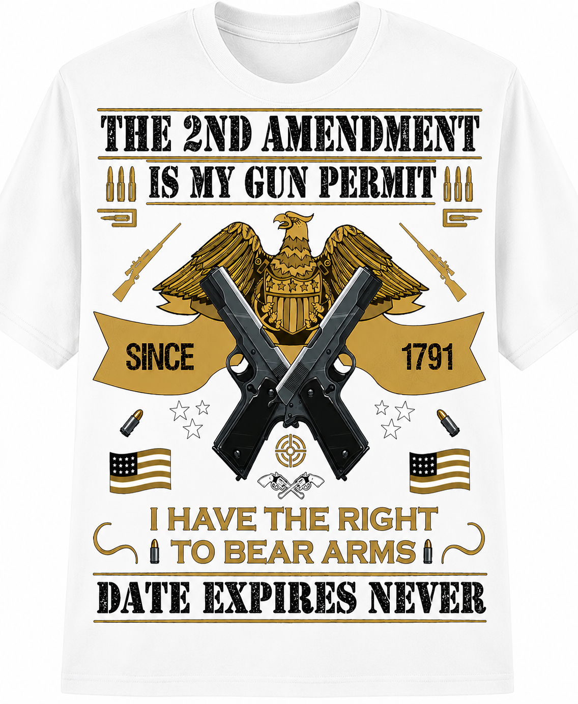 The 2nd Amendment Is My Gun Permit Date Expires Never - T-Shirt
