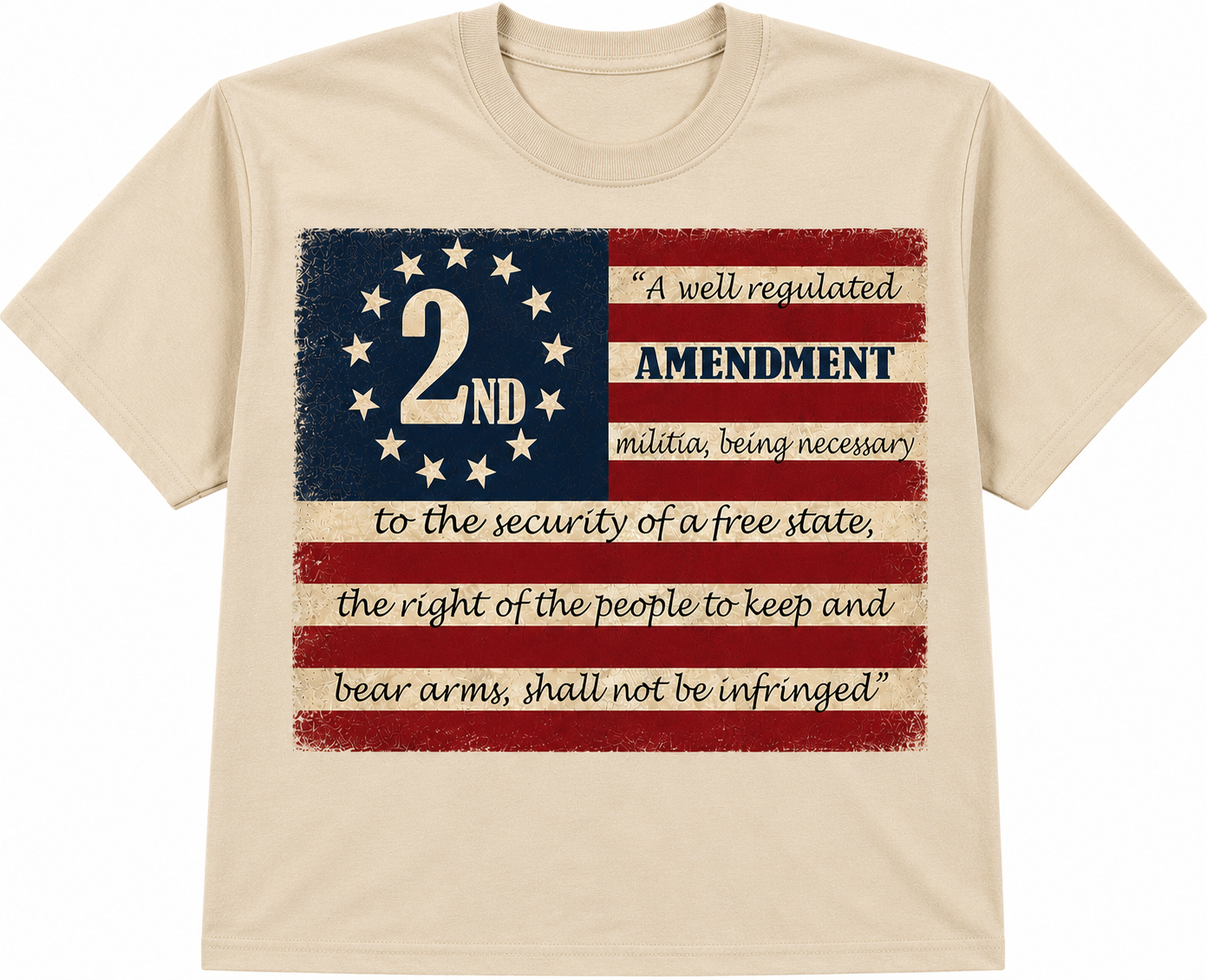 Second Amendment Vintage Flag, "Shall Not Be Infringed" - T-Shirt