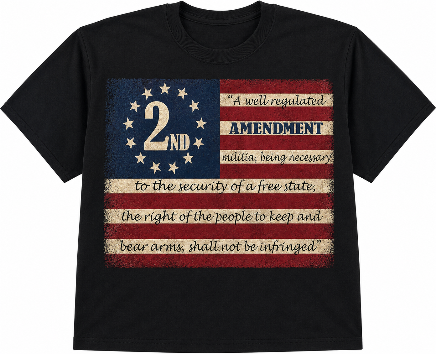 Second Amendment Vintage Flag, "Shall Not Be Infringed" - T-Shirt