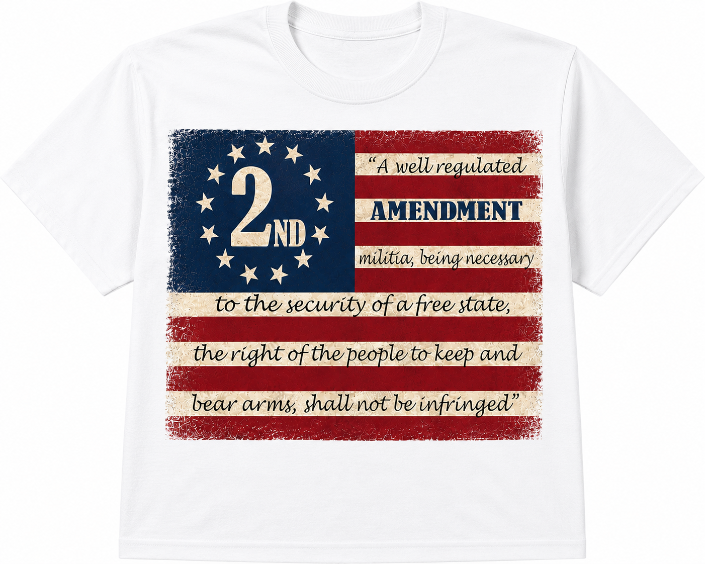 Second Amendment Vintage Flag, "Shall Not Be Infringed" - T-Shirt
