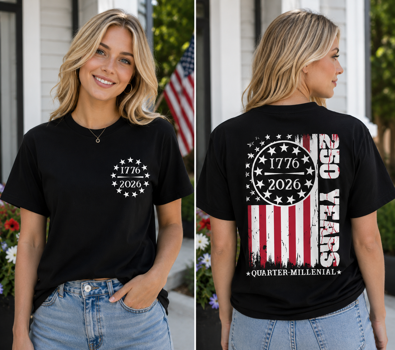 250 Years Quarter-Millennial Patriotic Graphic T-Shirt