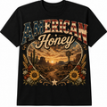 American Honey Desert Sunset Graphic - Vintage Western Americana T-Shirt