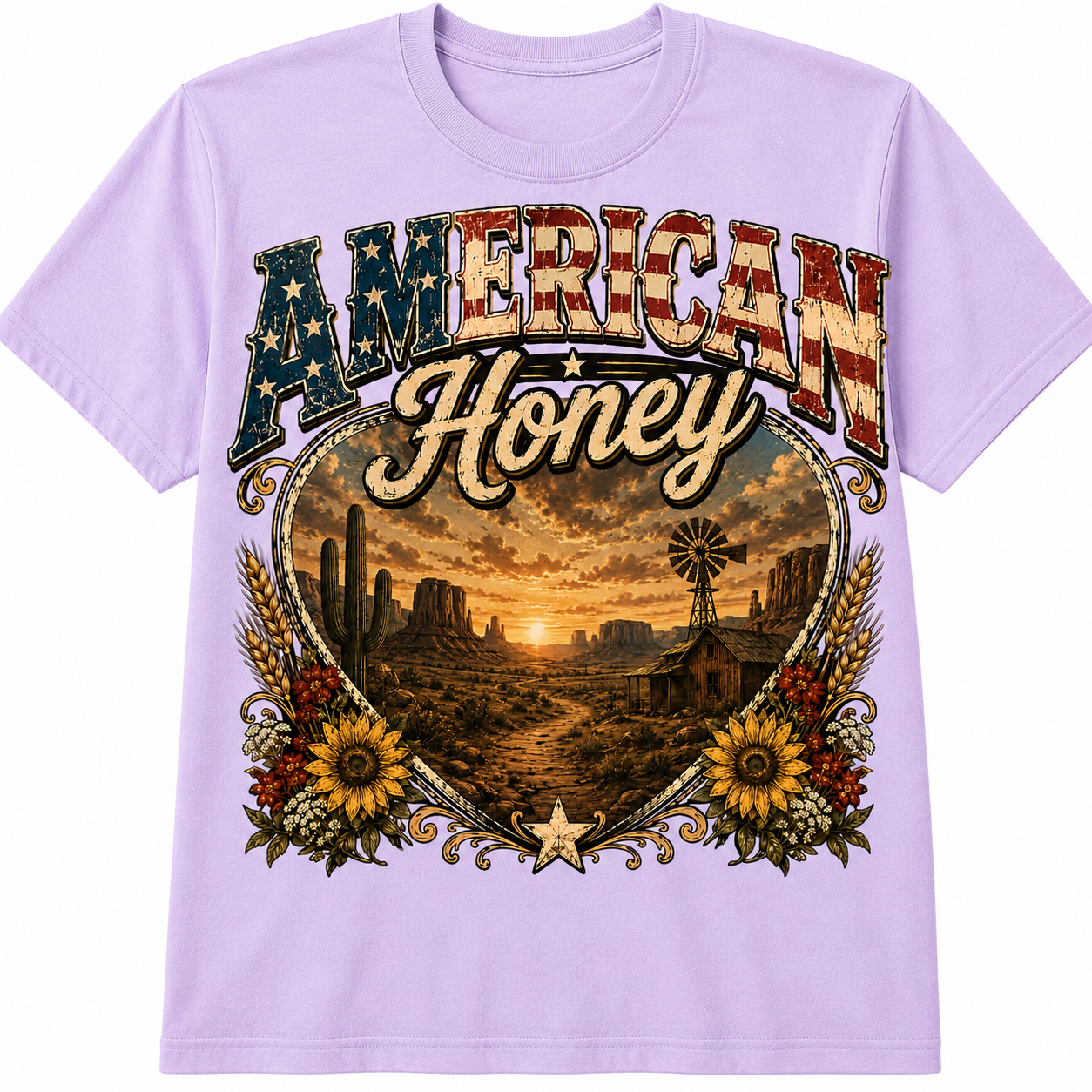 American Honey Desert Sunset Graphic - Vintage Western Americana T-Shirt