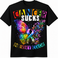 Cancer Sucks in Every Color T-Shirt - Butterfly Awareness Graphic T-Shirt