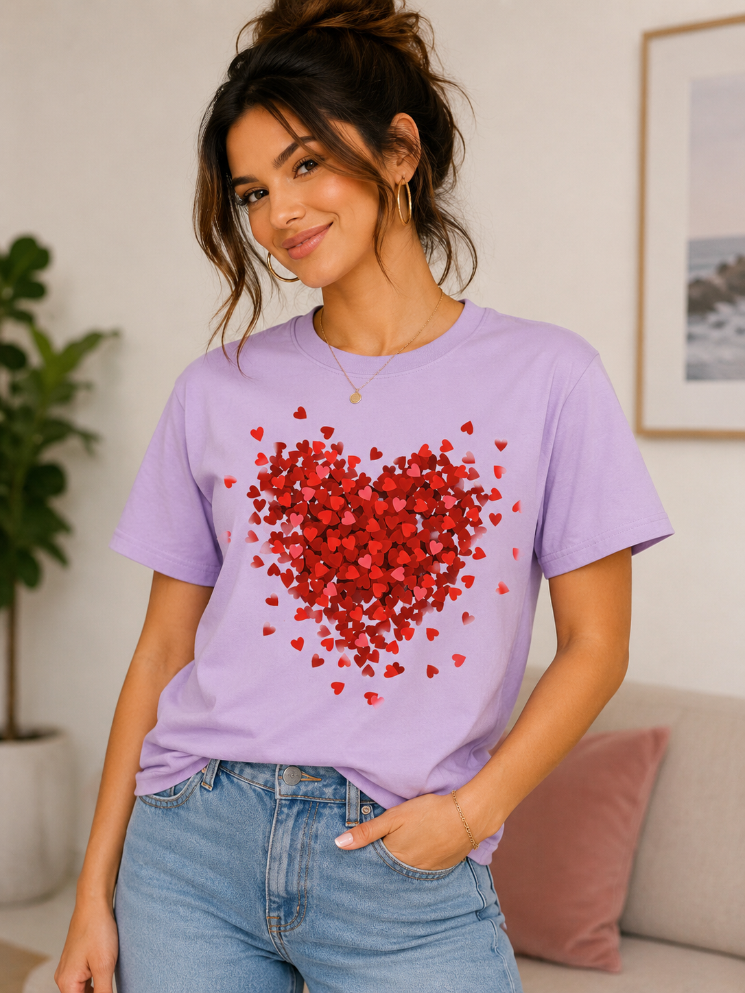 Flying Heart Design T-Shirt