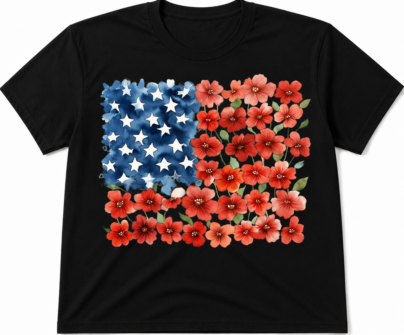 Floral American Flag T-Shirt