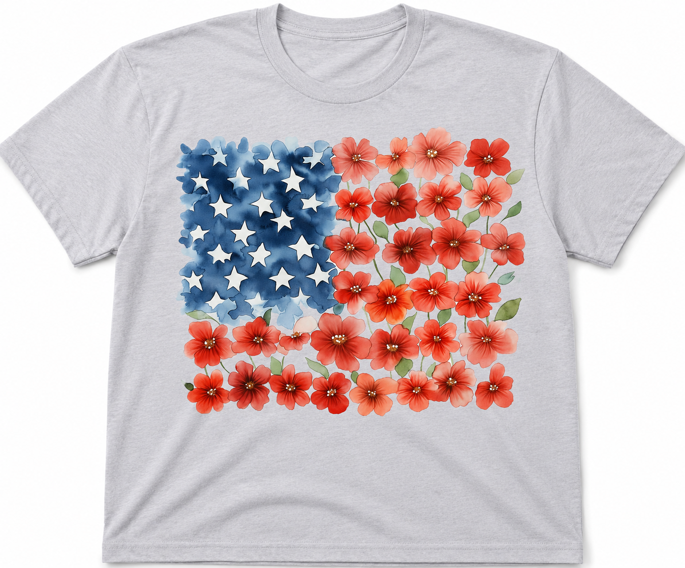 Floral American Flag T-Shirt
