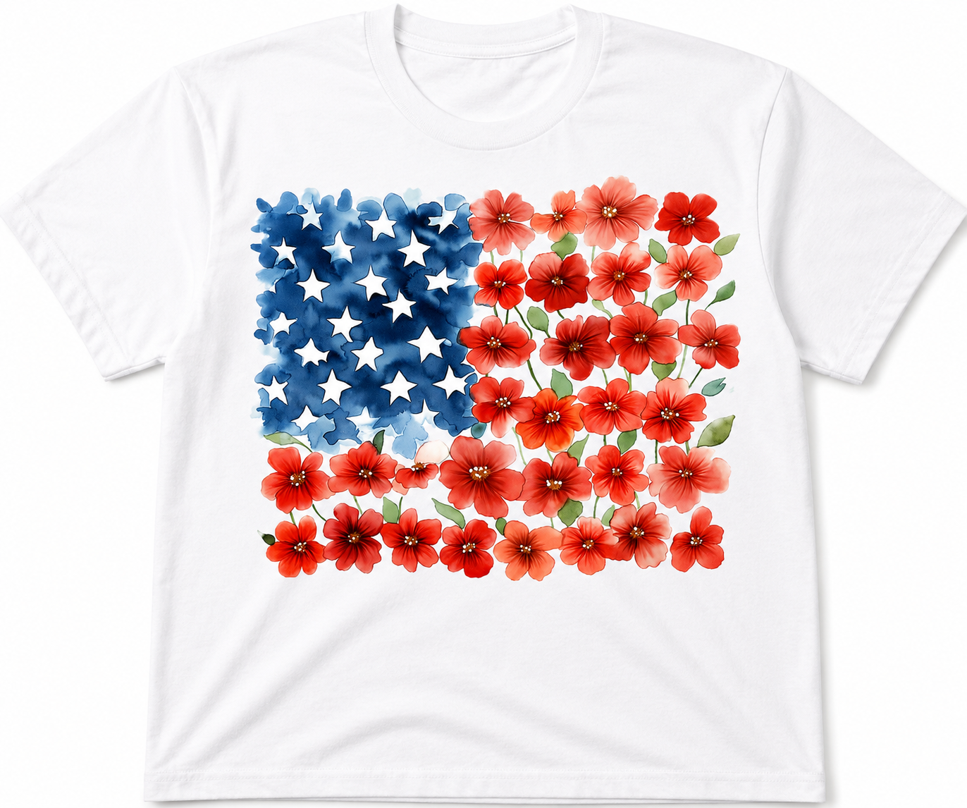 Floral American Flag T-Shirt