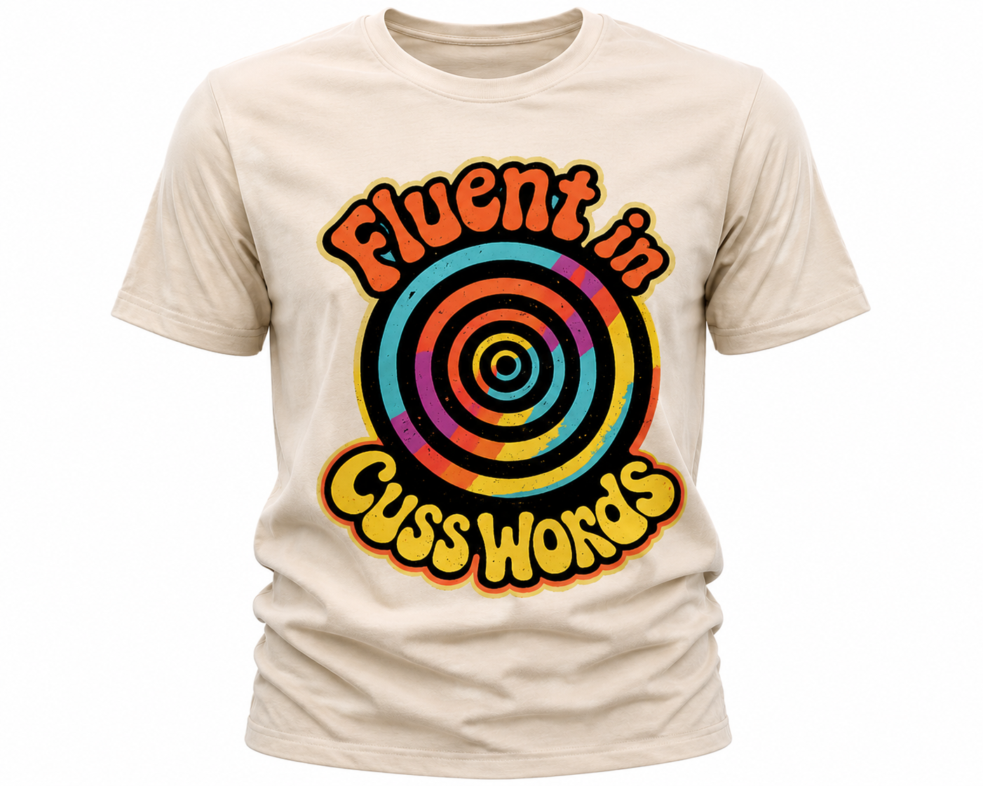 Fluent In Cuss Words T-Shirt - Retro Spiral Graphic Tee