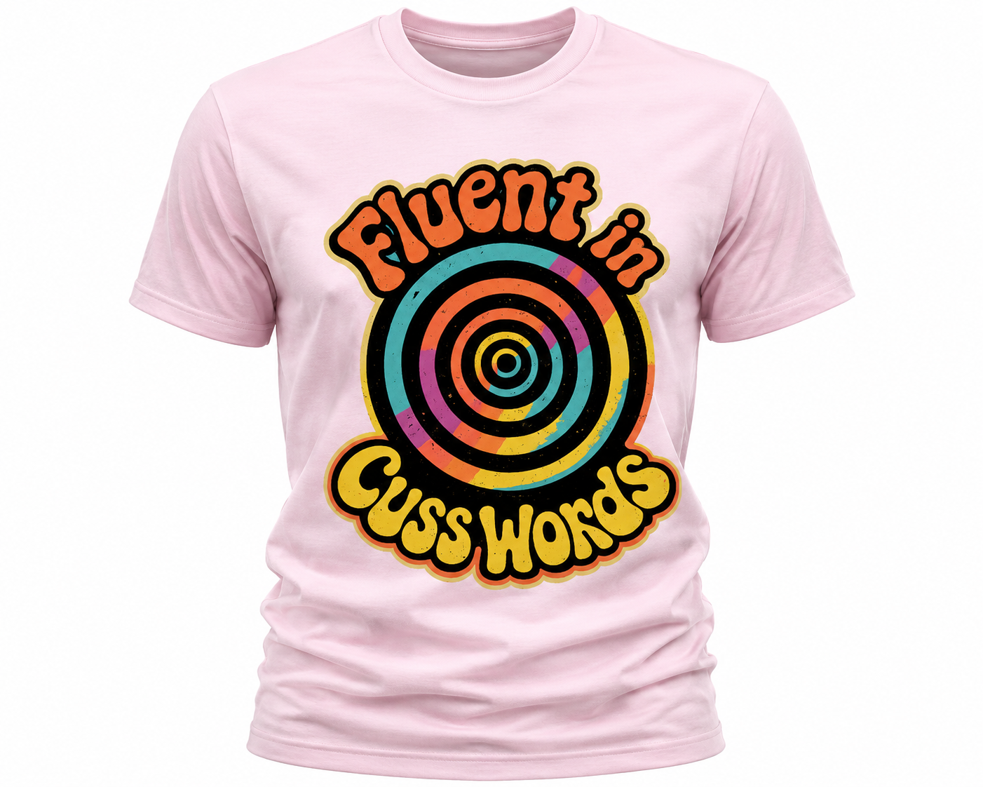 Fluent In Cuss Words T-Shirt - Retro Spiral Graphic Tee