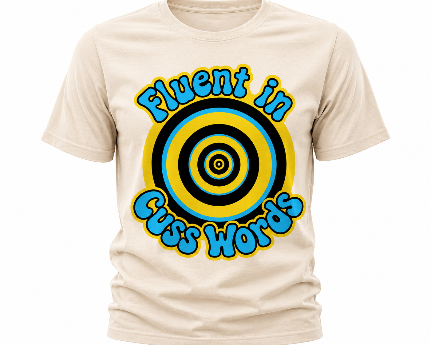 Fluent In Cuss Words T-Shirt - Retro Hypnotic Spiral Graphic Tee