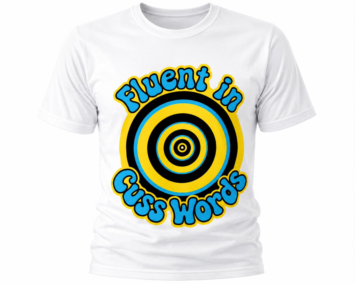 Fluent In Cuss Words T-Shirt - Retro Hypnotic Spiral Graphic Tee