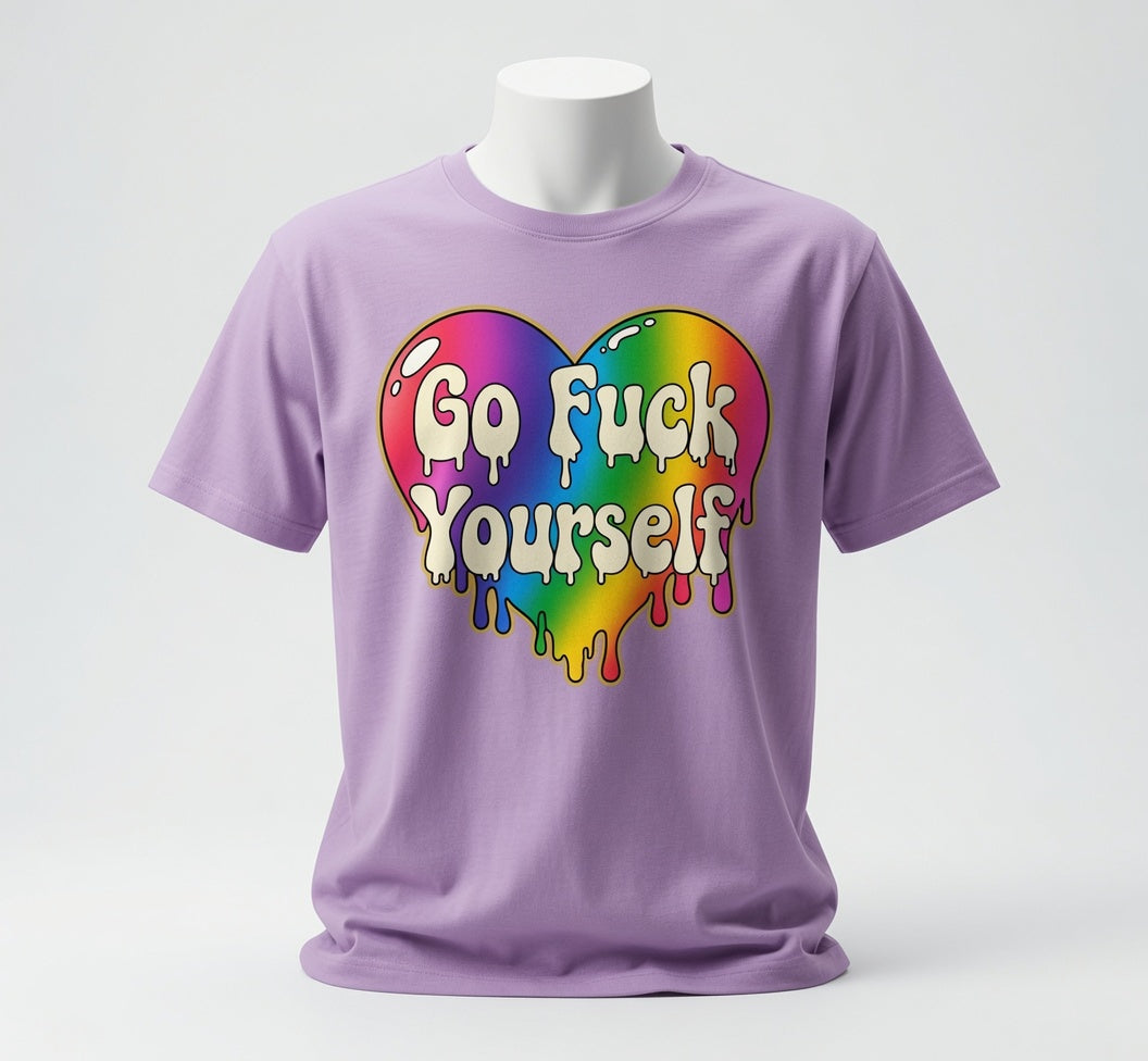 Go Fuck Yourself T-Shirt - Rainbow Heart Sarcastic Shirt