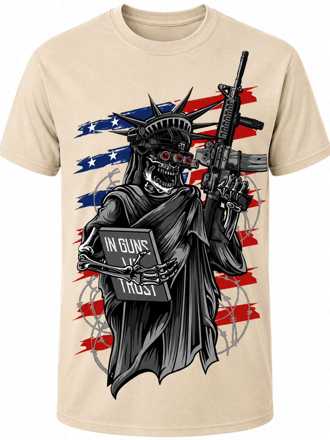 In Guns We Trust, Tactical Lady Liberty Skeleton - T-Shirt