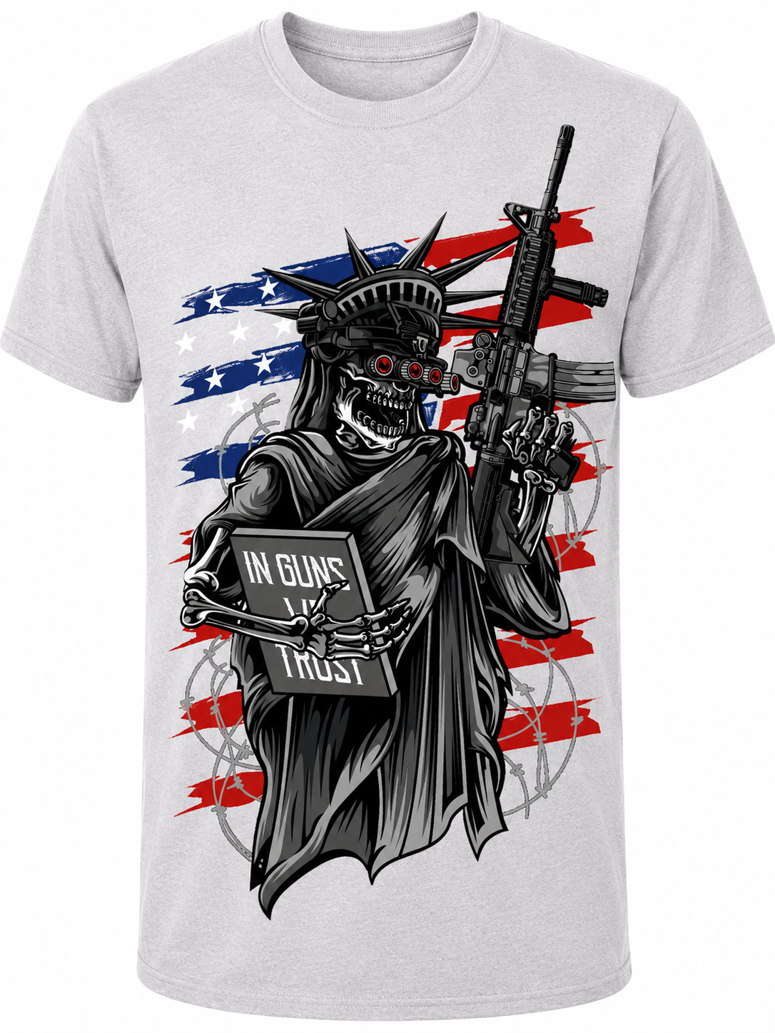 In Guns We Trust, Tactical Lady Liberty Skeleton - T-Shirt