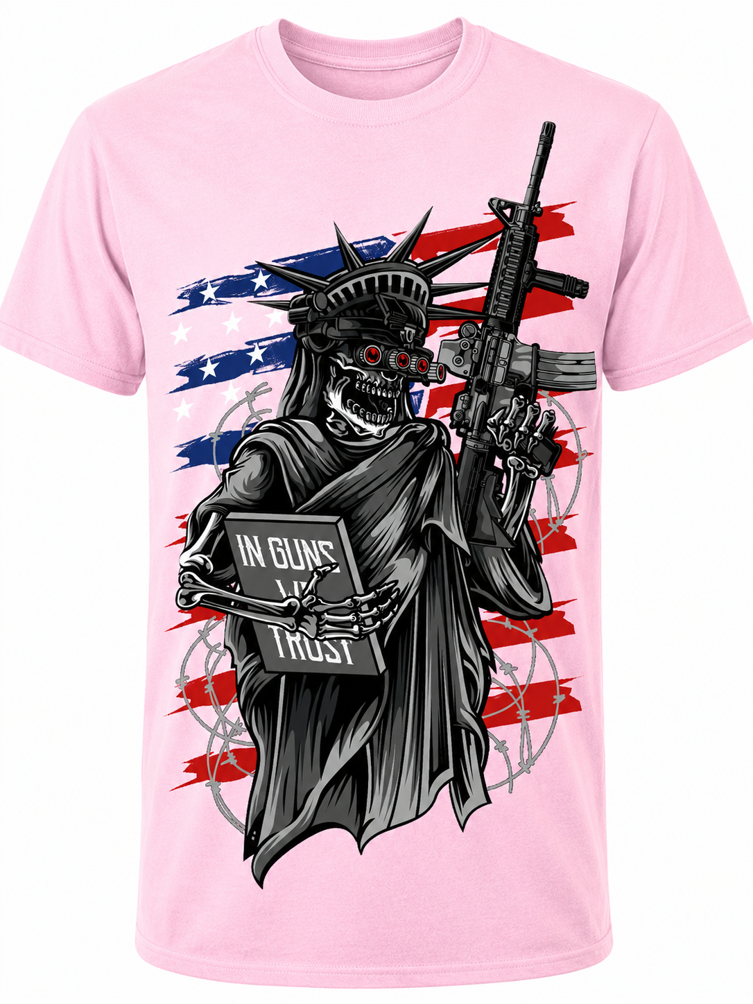 In Guns We Trust, Tactical Lady Liberty Skeleton - T-Shirt