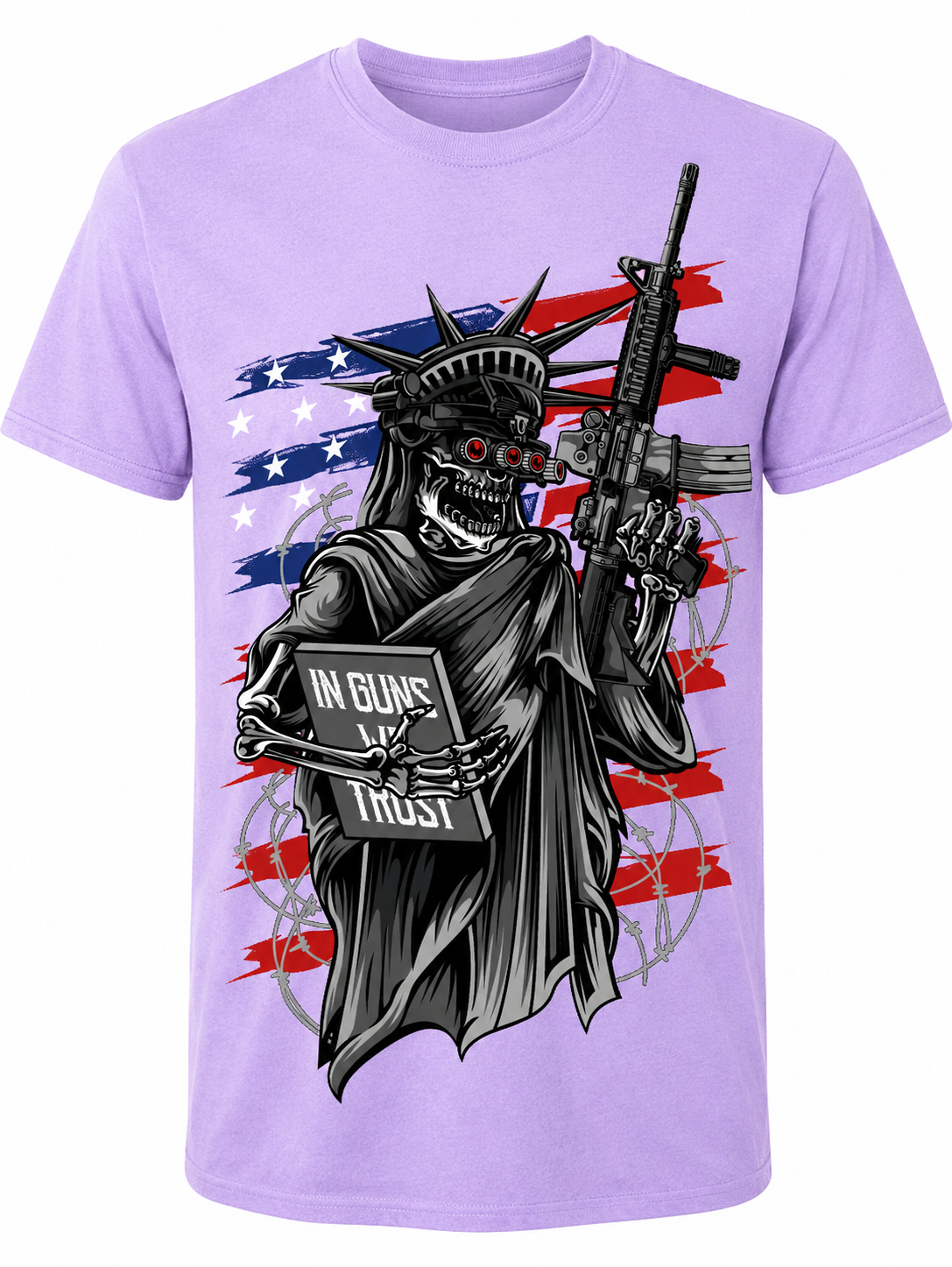 In Guns We Trust, Tactical Lady Liberty Skeleton - T-Shirt