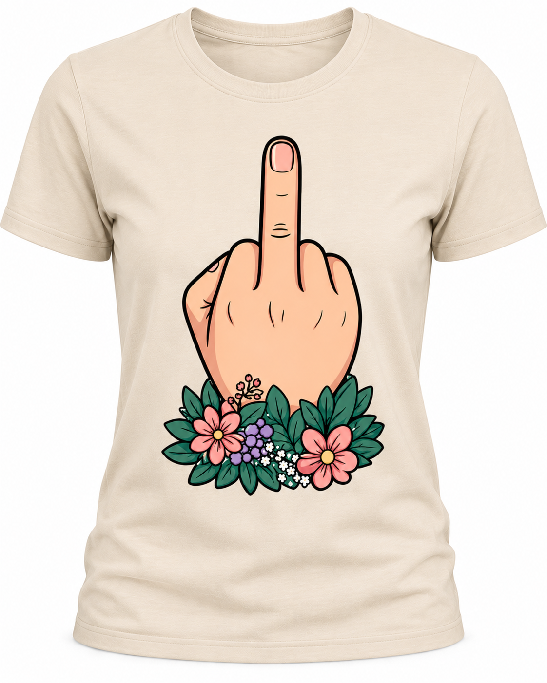 Floral Middle Finger T-Shirt - Funny Sarcastic Graphic Tee