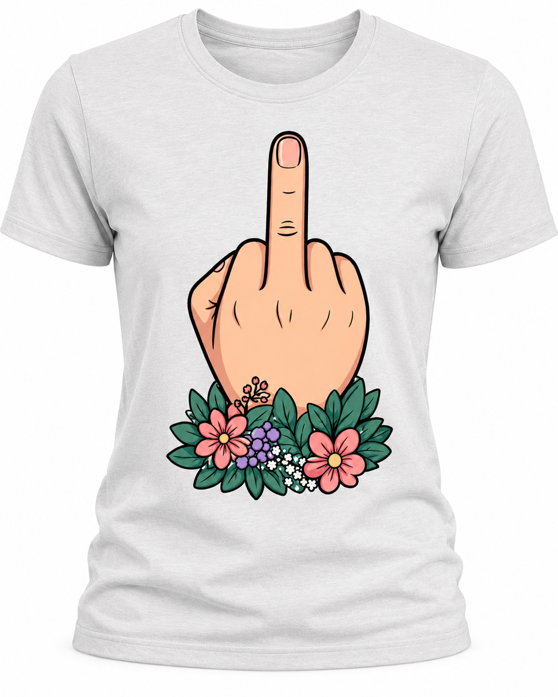 Floral Middle Finger T-Shirt - Funny Sarcastic Graphic Tee