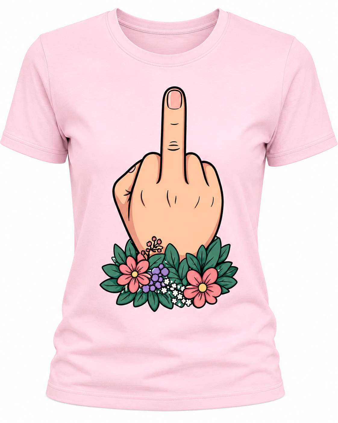 Floral Middle Finger T-Shirt - Funny Sarcastic Graphic Tee