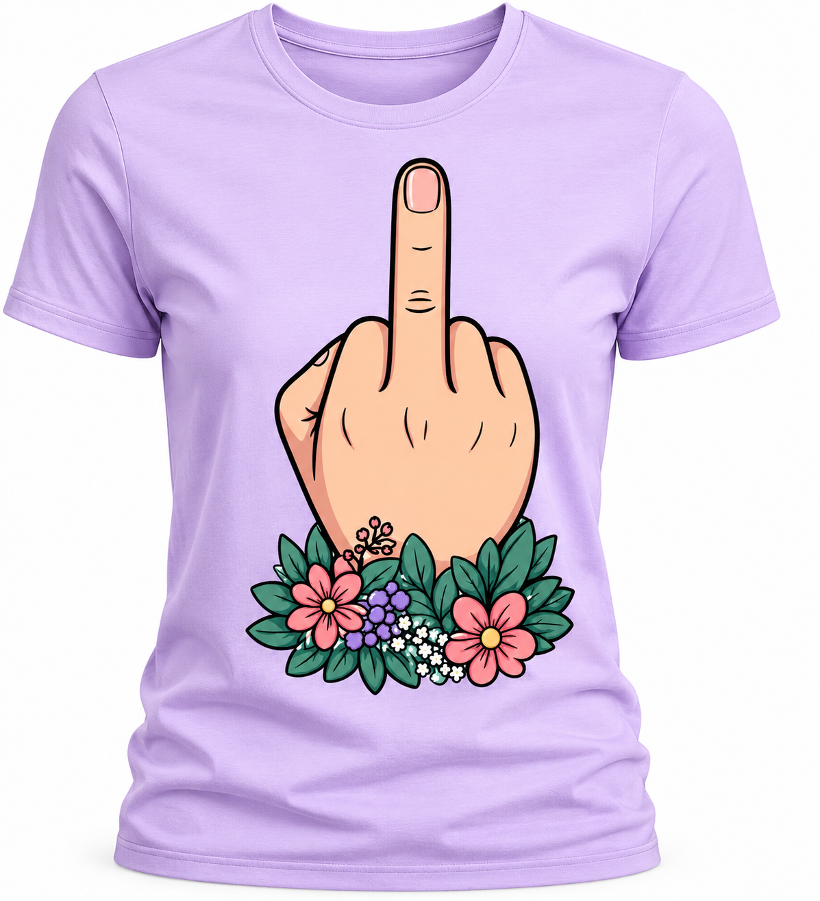 Floral Middle Finger T-Shirt - Funny Sarcastic Graphic Tee