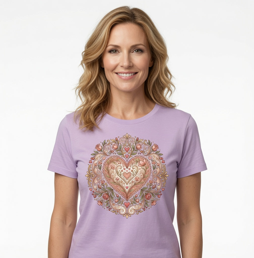 Floral Heart T-Shirt - Romantic Vintage Heart Shirt