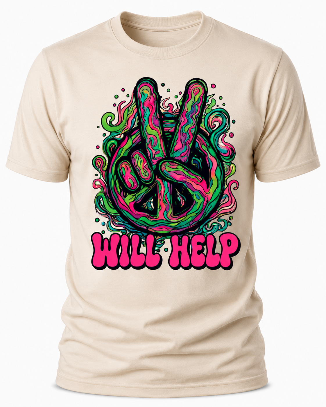 Will Help T-Shirt - Psychedelic Peace Sign Graphic Tee