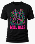 Will Help T-Shirt - Psychedelic Peace Sign Graphic Tee