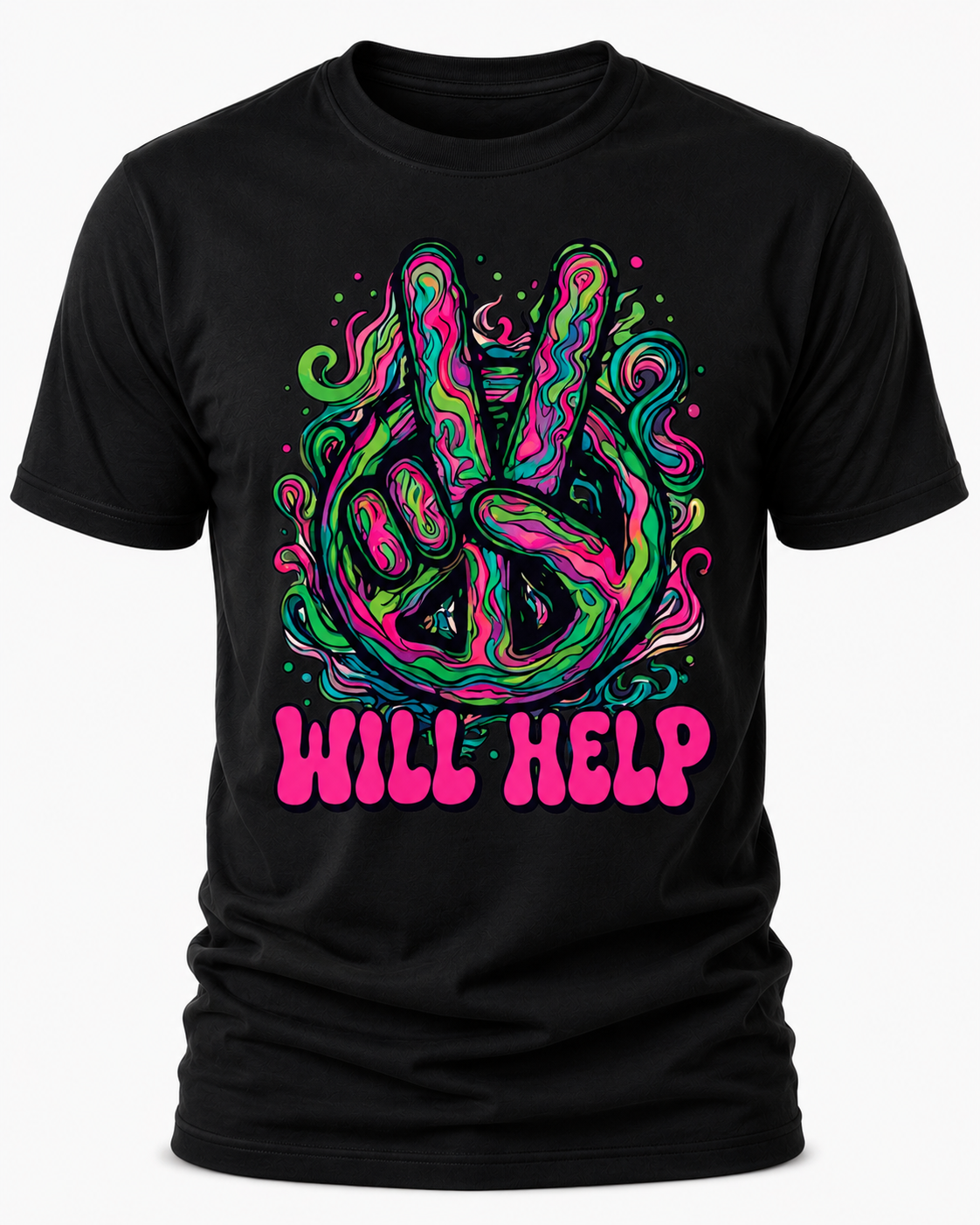 Will Help T-Shirt - Psychedelic Peace Sign Graphic Tee