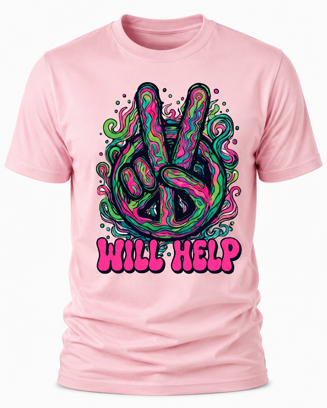 Will Help T-Shirt - Psychedelic Peace Sign Graphic Tee