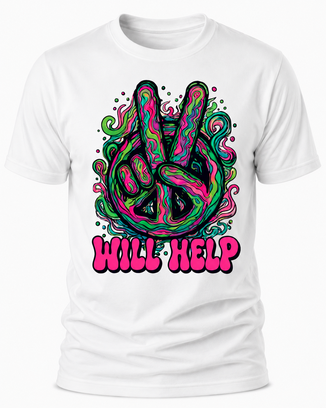Will Help T-Shirt - Psychedelic Peace Sign Graphic Tee