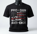 Pro-Gun Anti-Idiot Vintage American Flag - T-Shirt