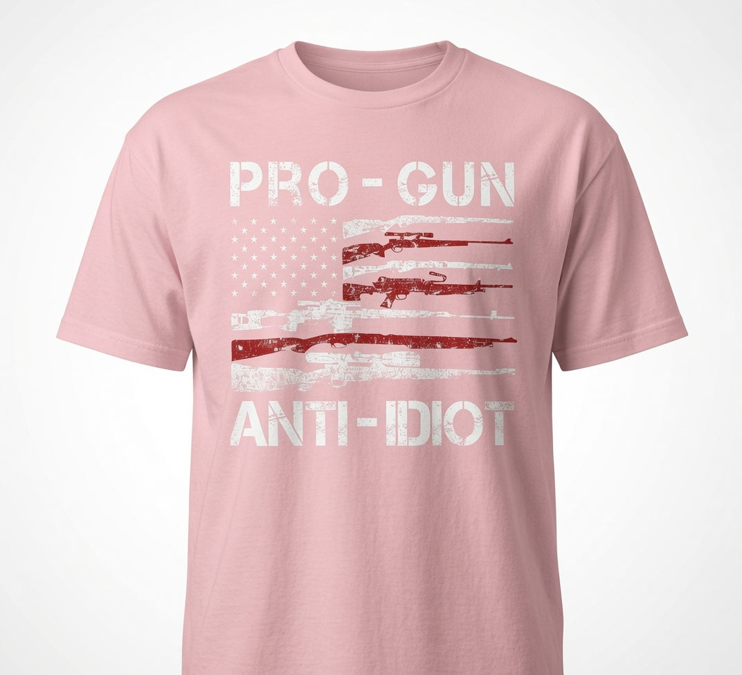 Pro-Gun Anti-Idiot Vintage American Flag - T-Shirt